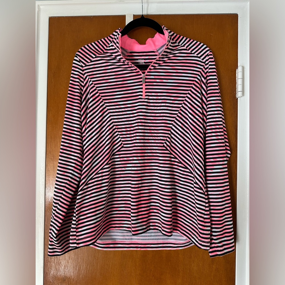 Tail Pink and Black Striped Half-Zip Pullover